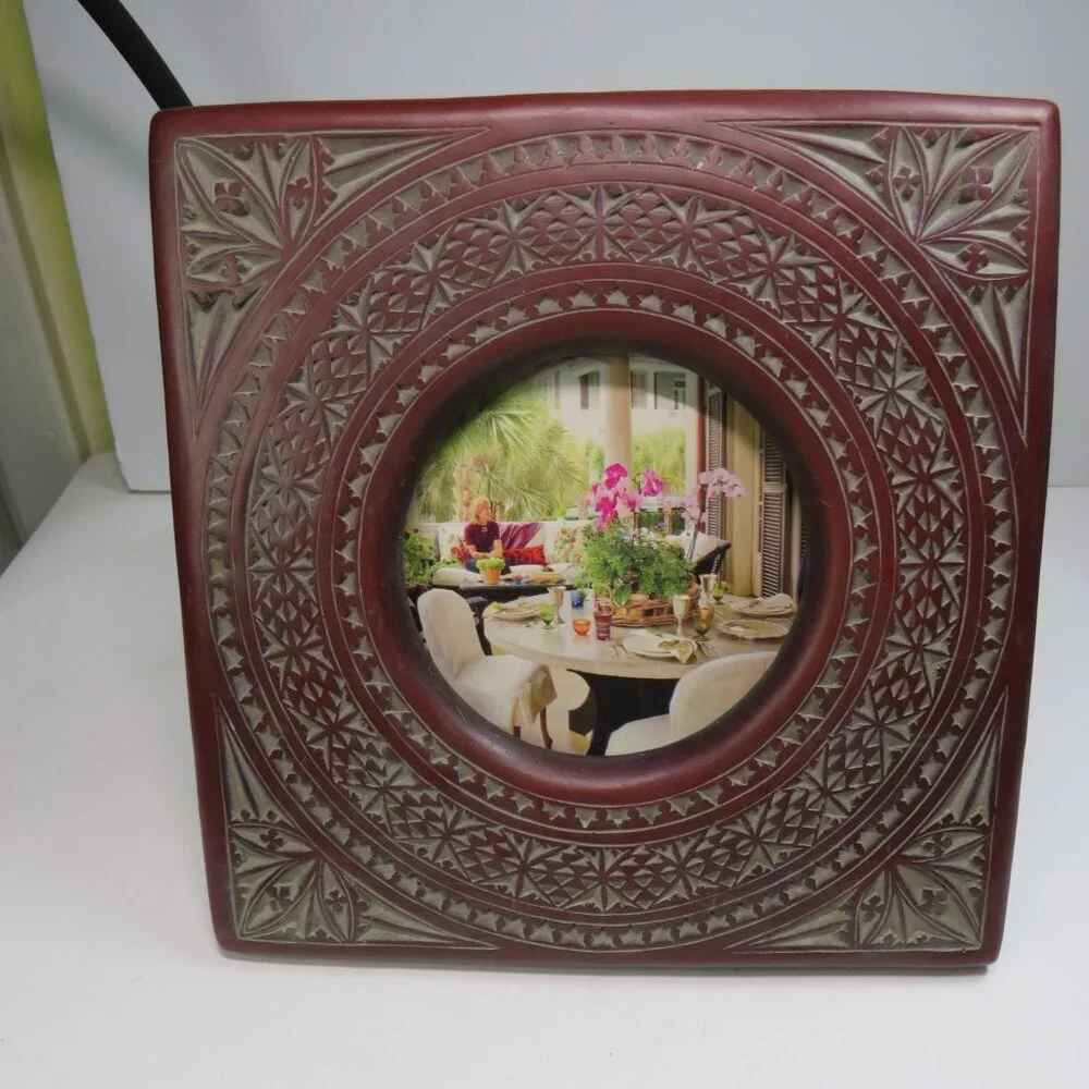 Burgundy/Oxblood Carved Polystone Picture Frame Gothic Revival Byzantine 7.5